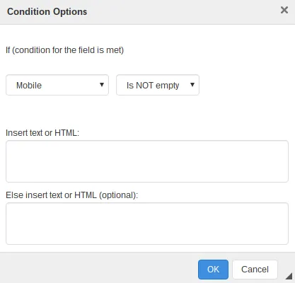 Setting of condition options