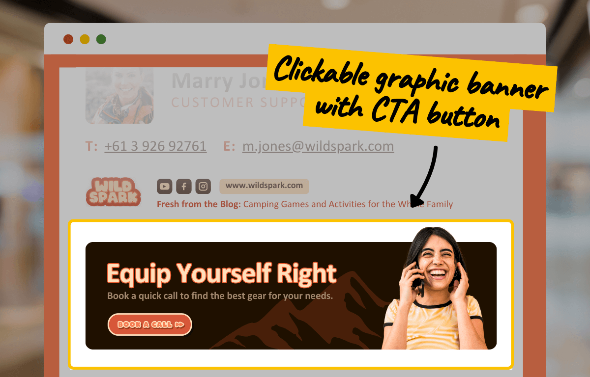 Clickable graphic banner with CTA button