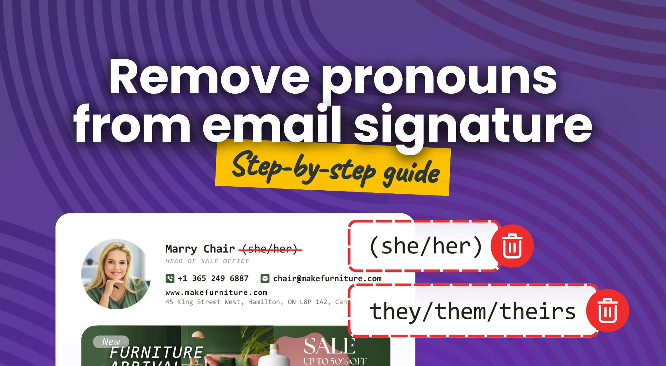 Step-by-step guide to removing gender pronouns from email and email signatures.