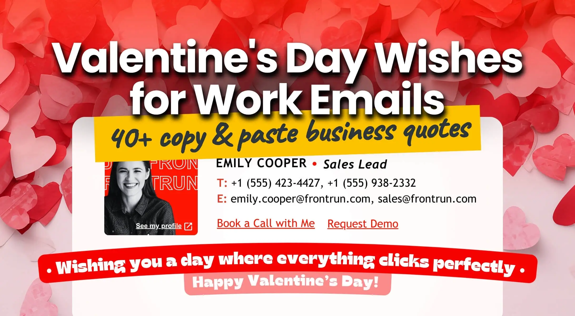 Business Happy Valentine's Day quotes and wishes with an example in an email signature