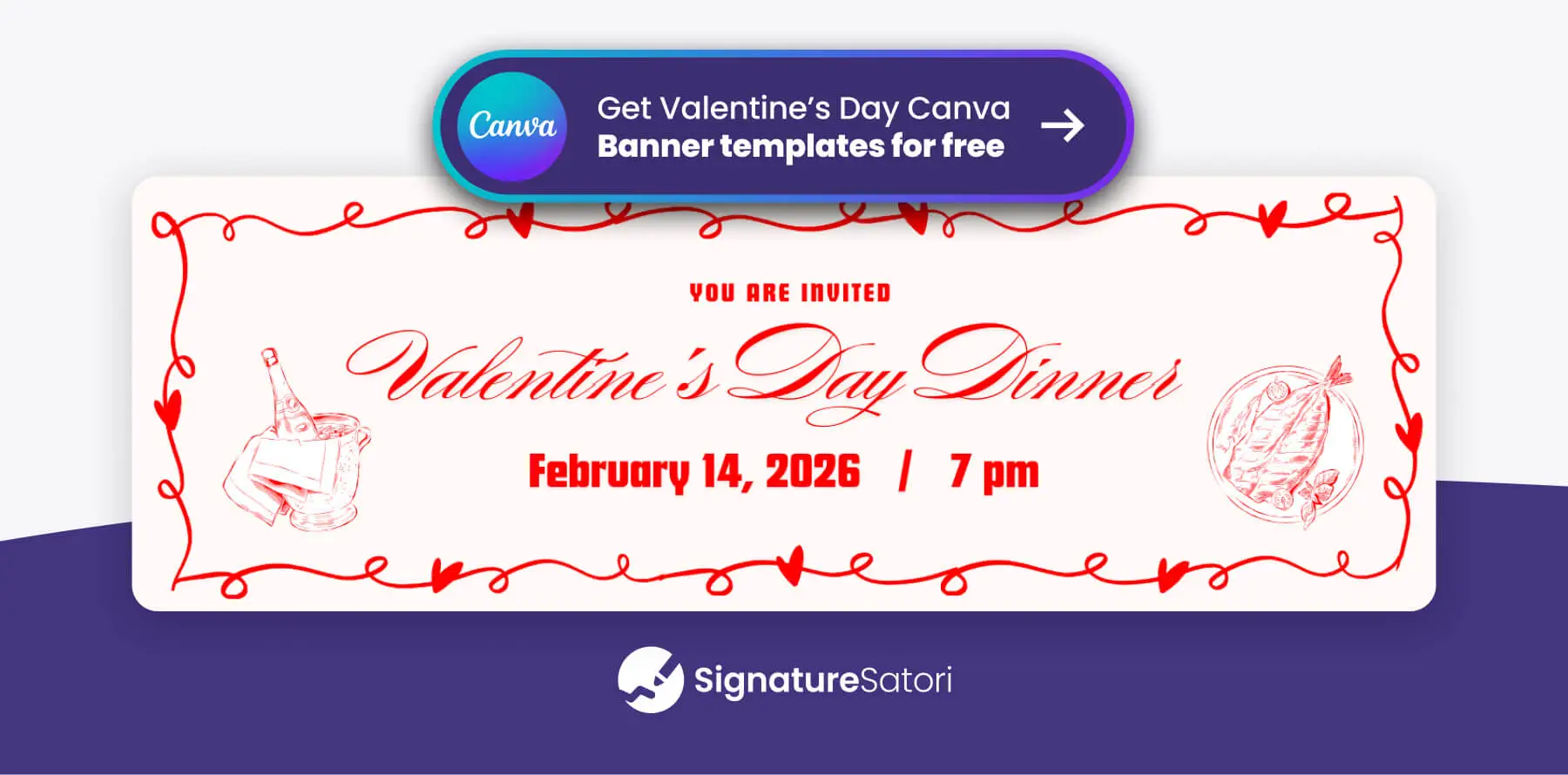 Example of a free Valentine's Day invitation template in Canva for your business event