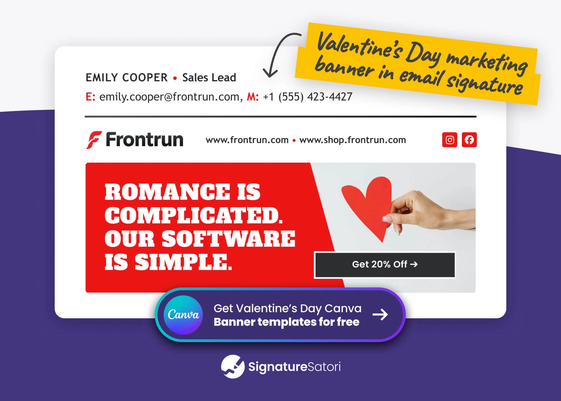 Download our free valentines email banner Canva template for work emails