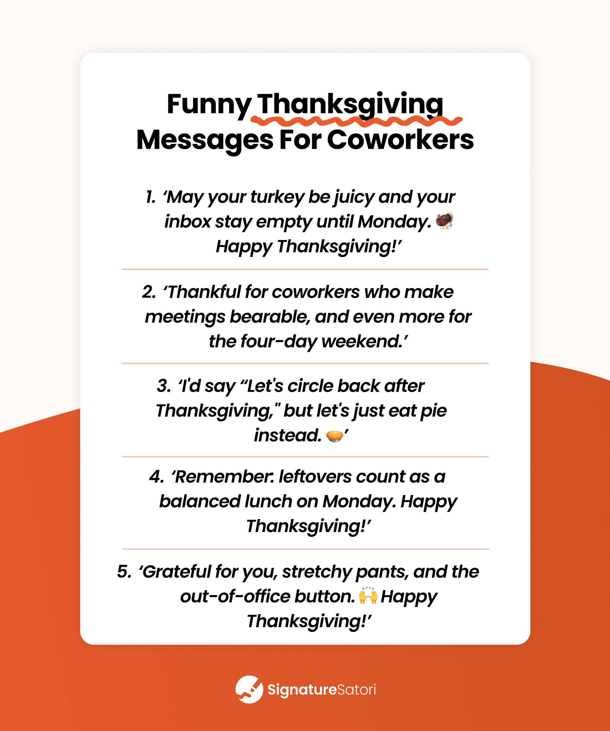 Funny Thanksgiving message to employees and coworkers: five lighthearted wishes for work