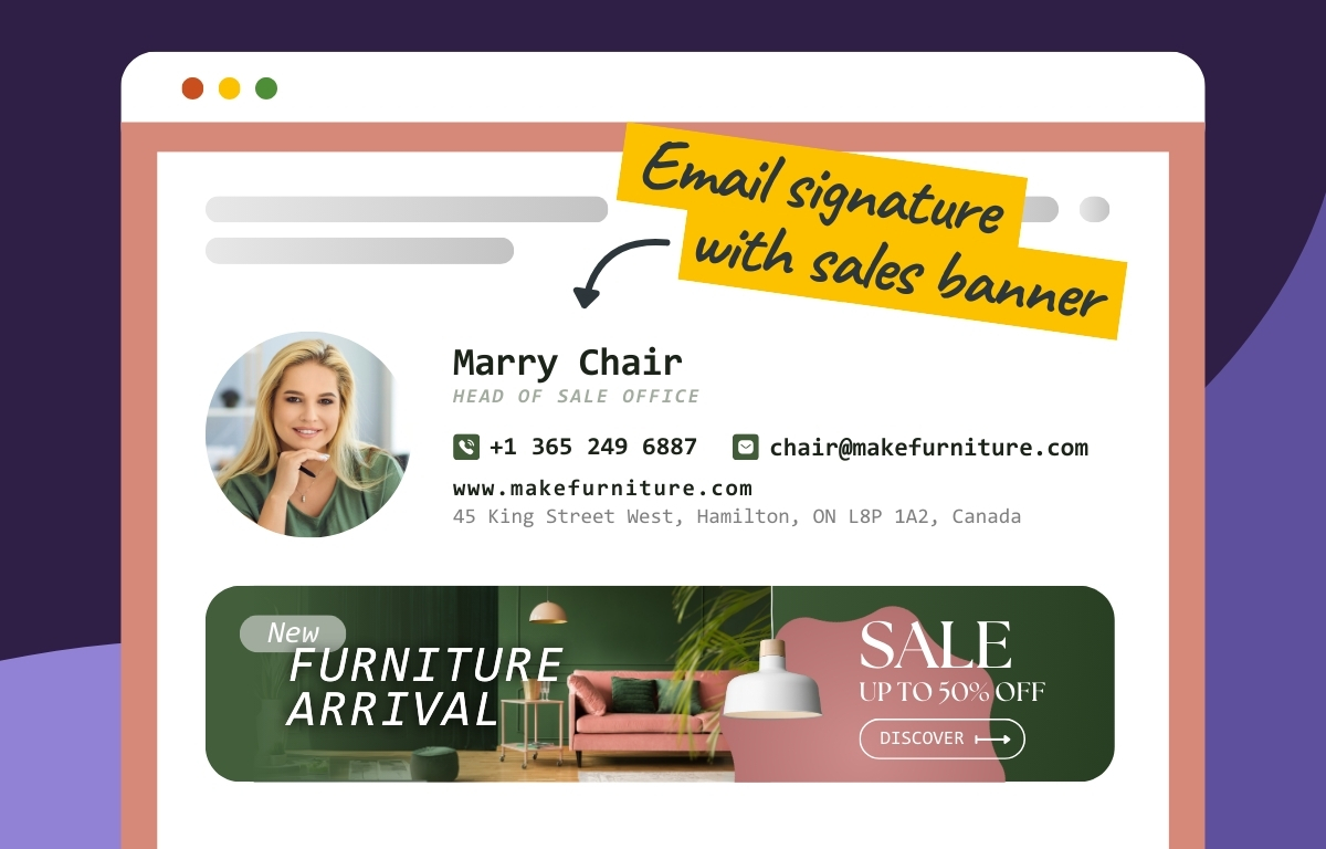 Create a sales banner email signature with custom email signature generator.