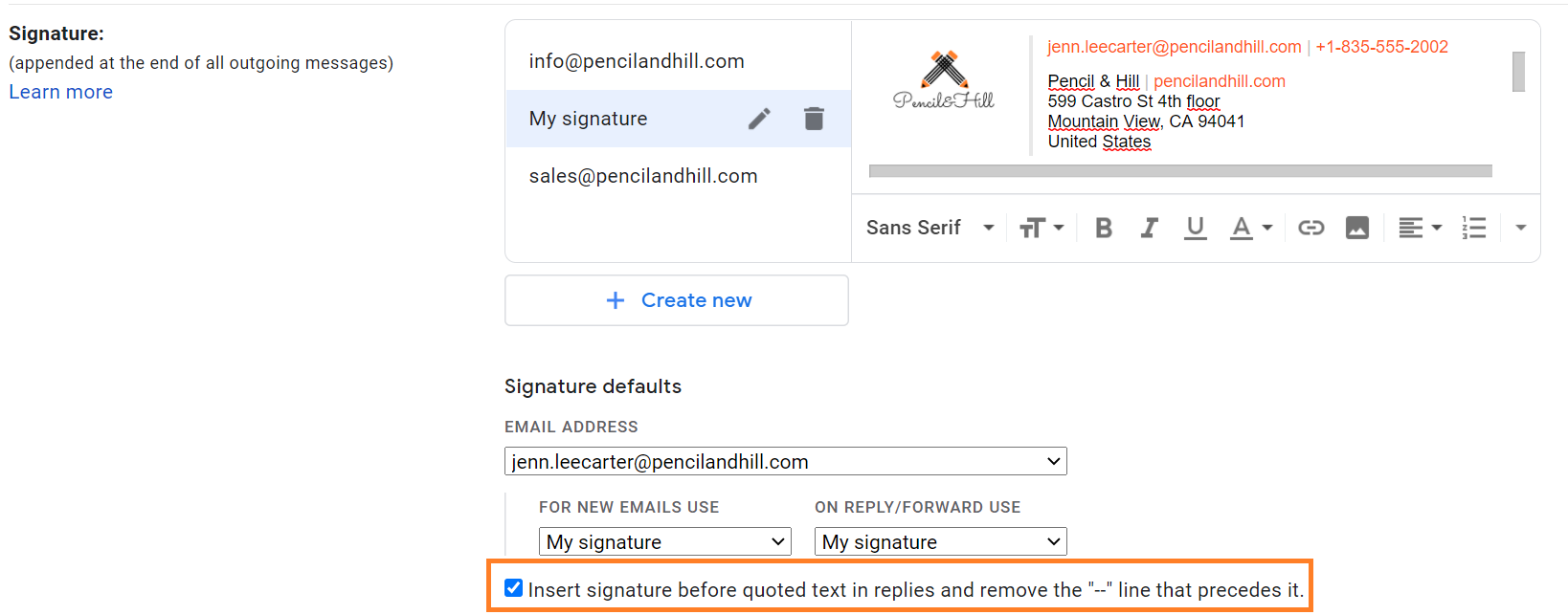How to insert signature before the quoted text signaturesatori
